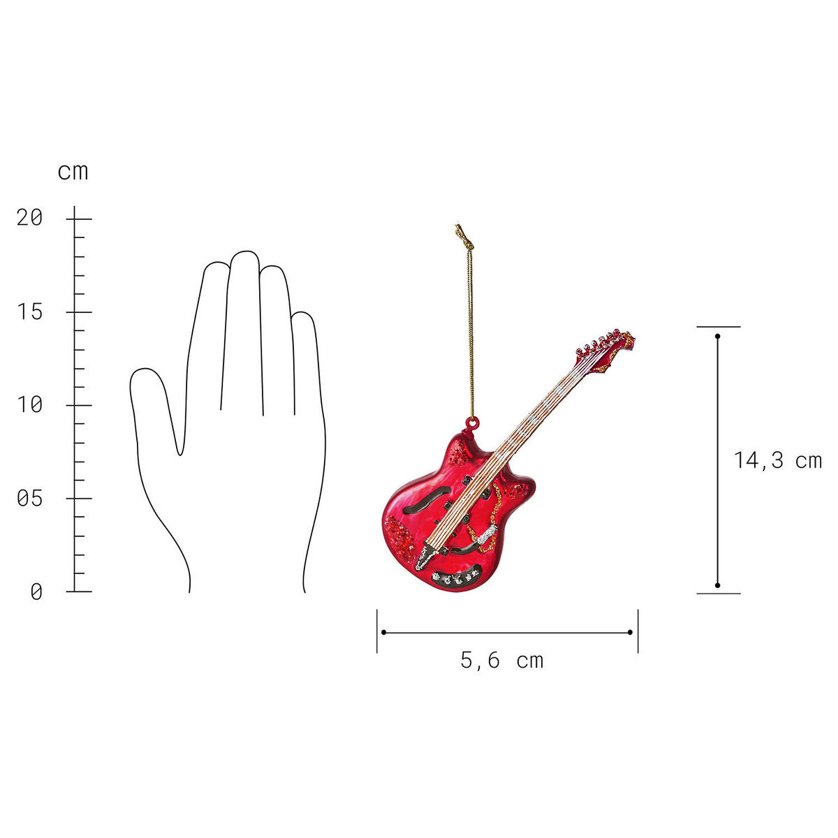 BAUMANHÄNGER Hang On E-Gitarre - Rot, Glas (2.7/14/6cm) - Butlers