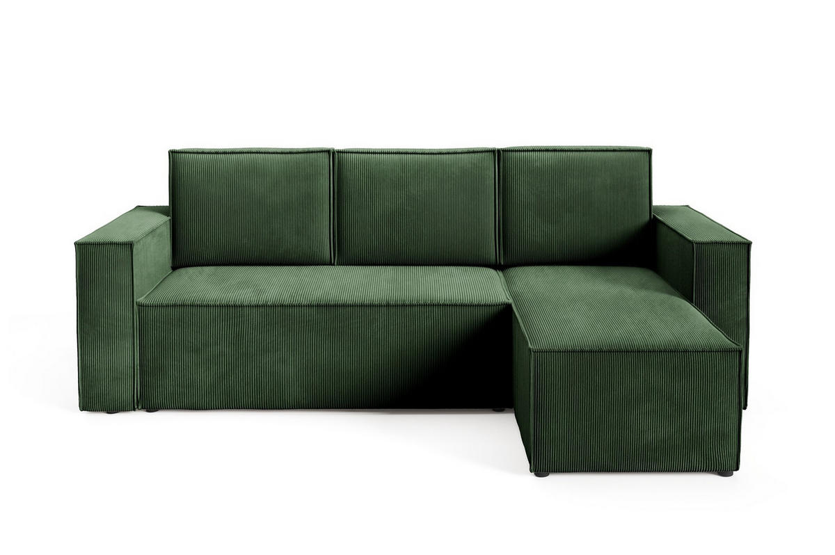 ECKSOFA Roda Grün, Cord-Ecksofa mit Schlaffunktion - Grün, Holzwerkstoff/Textil (248/150cm) - Bettso