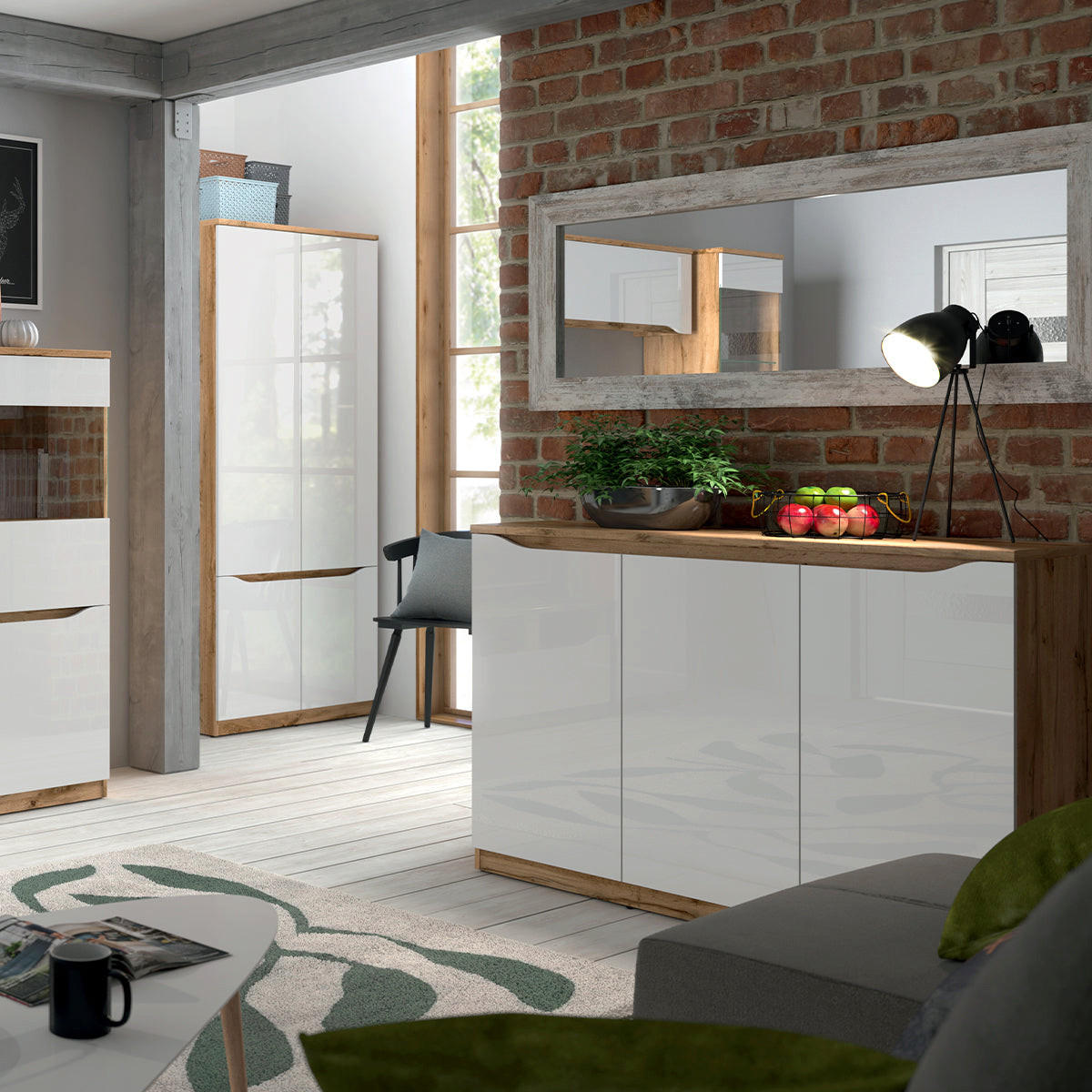 SIDEBOARD June Weiß und Holz - Weiß, Holzwerkstoff (135/92/40cm) - Petits-meubles
