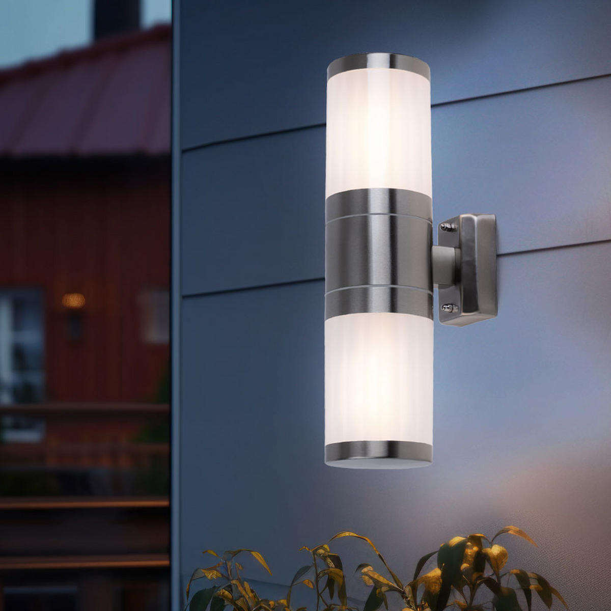 LED AUSSEN-WANDLEUCHTE Edelstahl Silber 2er Set - Silberfarben, Metall (15.5/38/15.5cm) - Globo Lighting