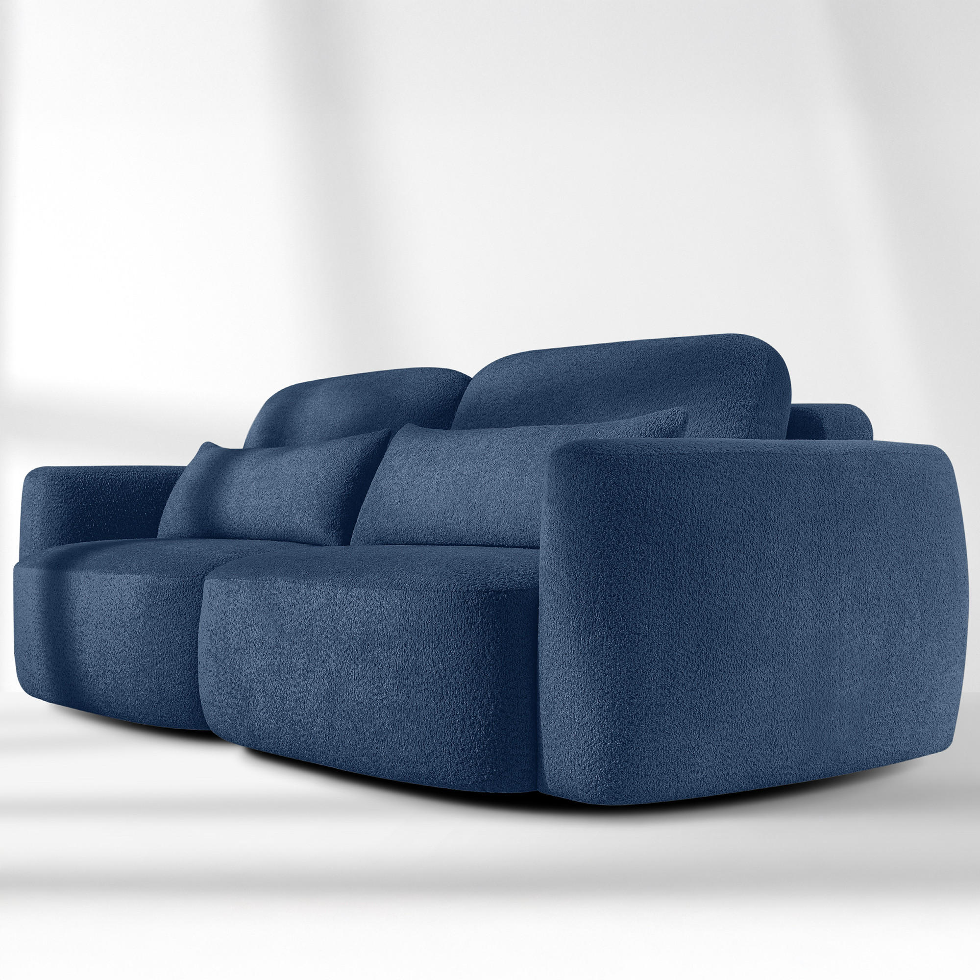 Thumbnail - Konsimo® Sofa, Dunkelblau, Holz, Textil, 3-Sitzer, 245x85x115 cm, Wohnzimmer, Sofas & Couches, Sofas, 2-Sitzer Sofas