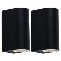 LED AUSSEN-WANDLEUCHTE Aluminium Schwarz 2er Set - Schwarz, Metall (6.8/15/9.2cm)