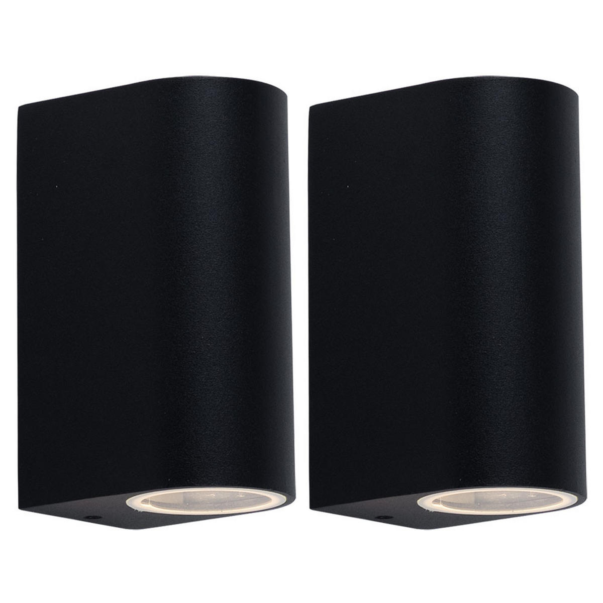 LED AUSSEN-WANDLEUCHTE Aluminium Schwarz 2er Set - Schwarz, Metall (6.8/15/9.2cm)
