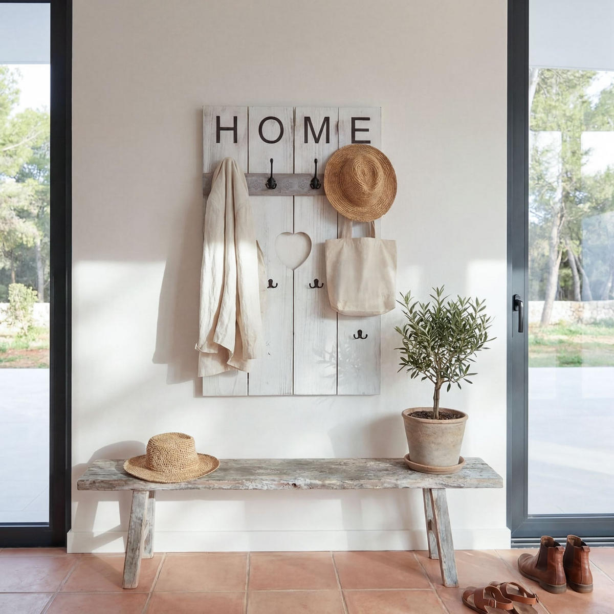 WANDGARDEROBE HOME SHABBY-LOOK Cremeweiß - Weiß, Holz (60/91/8cm) - MCW