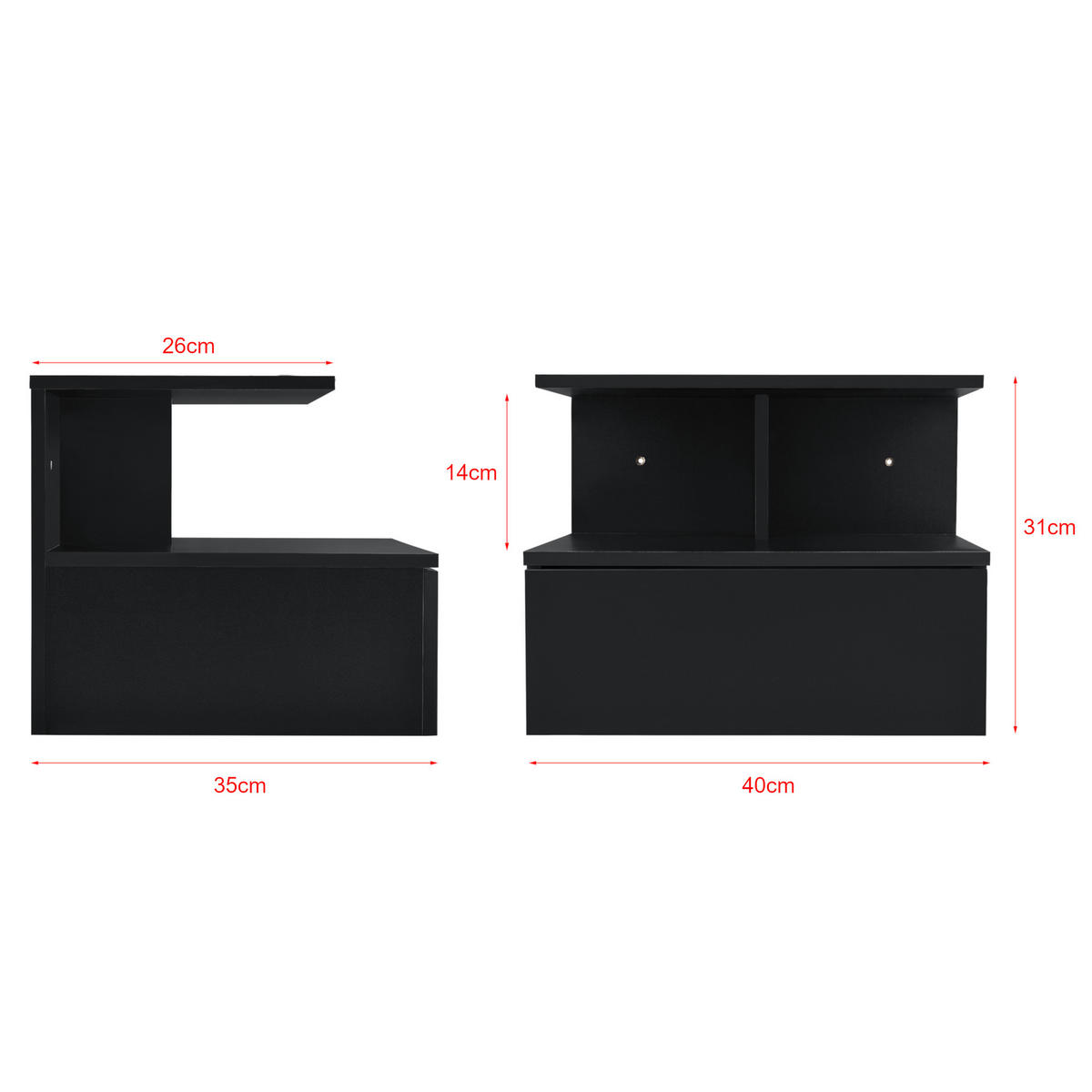 WANDSCHRANK Amberg - Schwarz, Holzwerkstoff (40/31/35cm) - [en.casa]