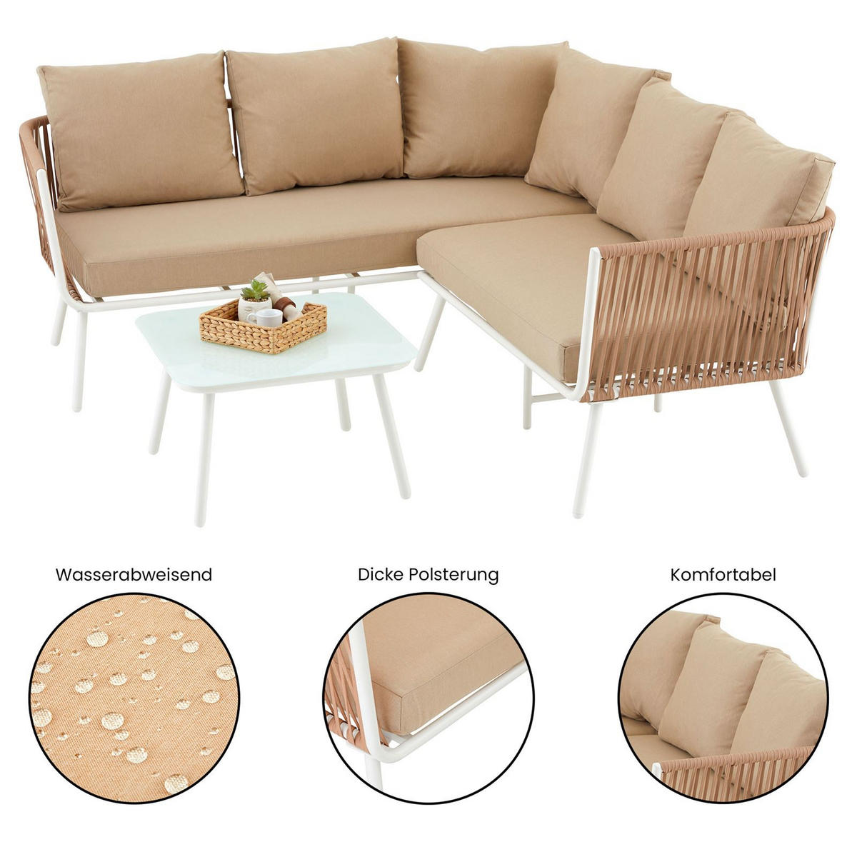 GARTENLOUNGE JAKARTA - Beige, Metall - IDIMEX