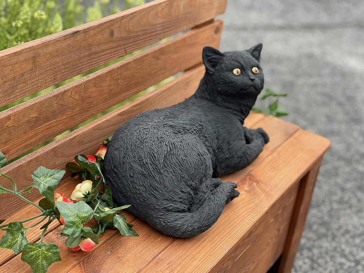 STEINFIGUR schwarzer Kater Salem Katze frostfest Steinguss - Schwarz, Stein (34/18/18cm) - stoneandstyle