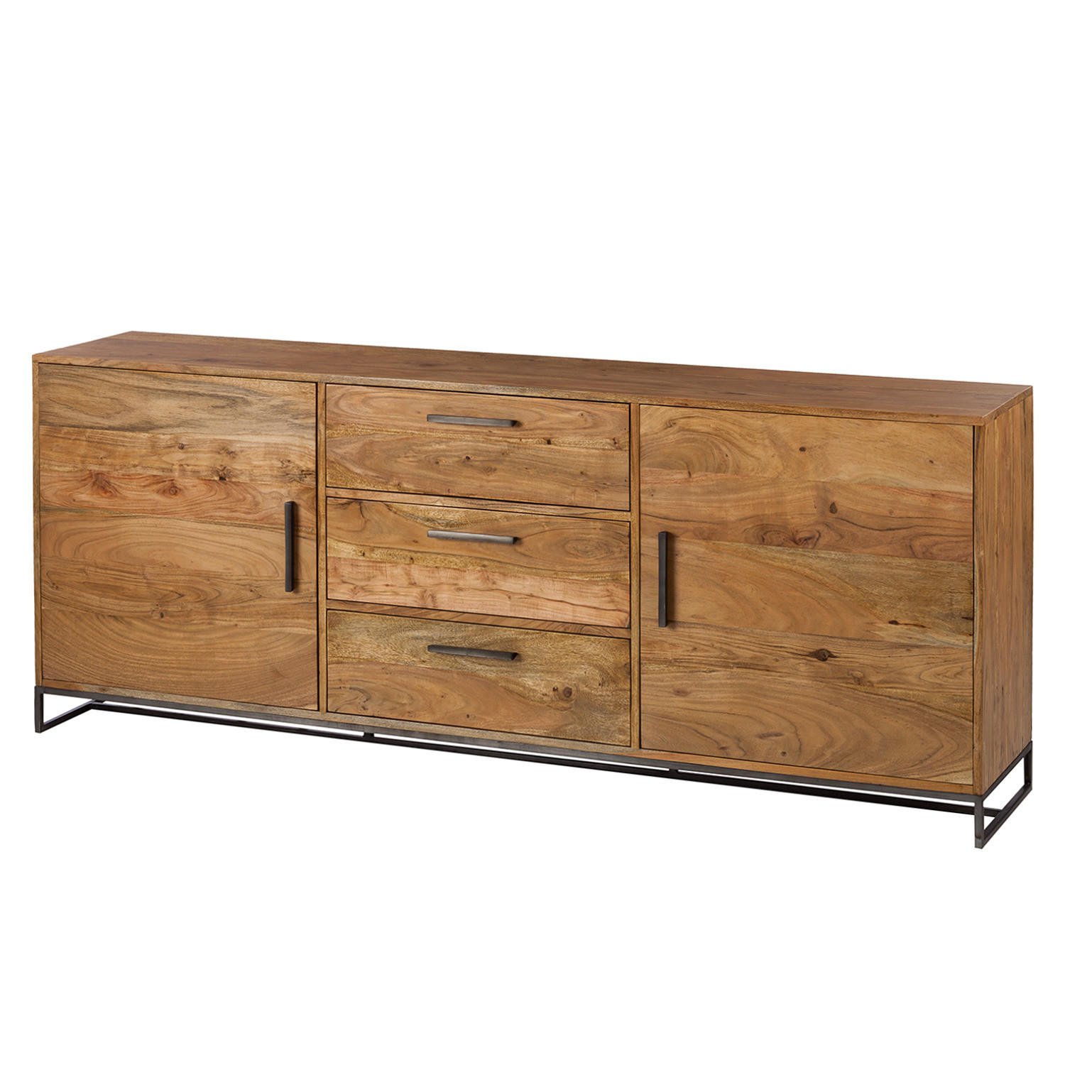 SIDEBOARD - Akazie massiv / Eisen, Typ A - Akaziefarben, Holz (200/80/40cm) - home24
