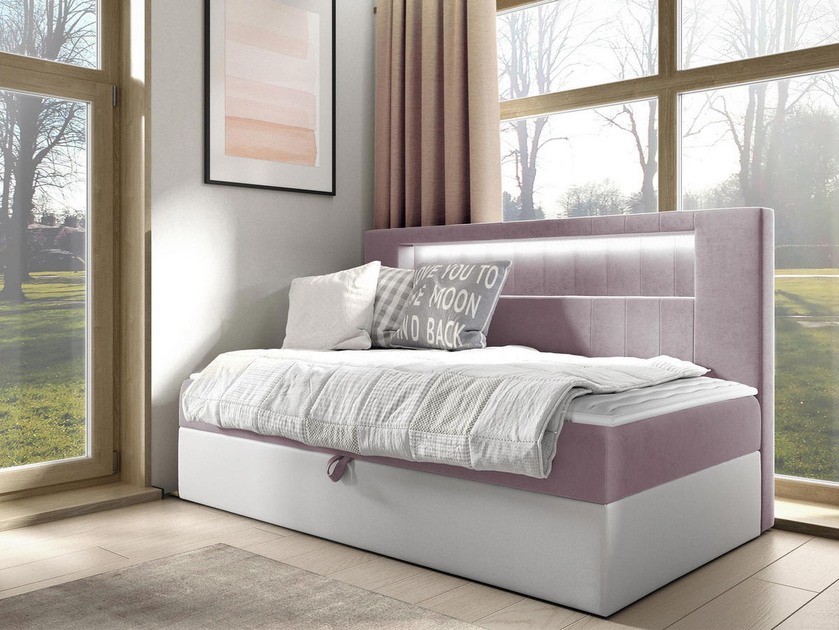 BOXBETT Gold Junior 2 - H3 - Weiß/Rosa, Holz (80/200cm) - MIRJAN24