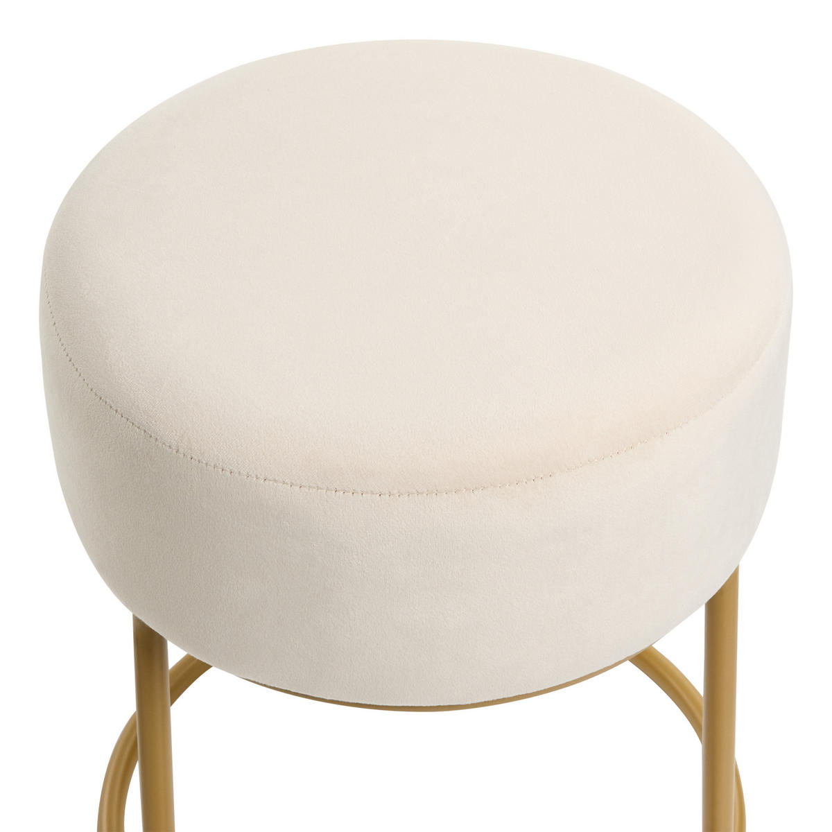 HOCKER Samtstoff Hellbeige Delco - Beige, Textil (35/40/35cm) - Beliani