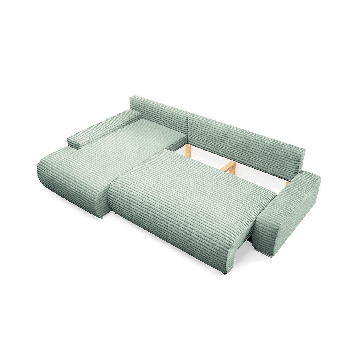 ECKSOFA Ivana 3 Sitzplätze Hellgrün - Grün, Holz (265/172cm) - Petits-meubles