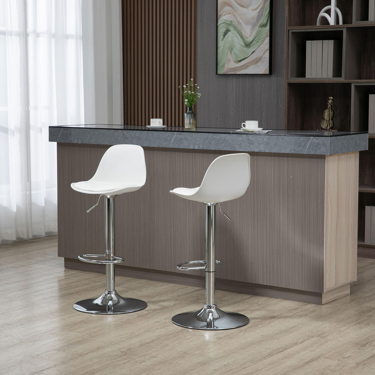 BARHOCKER 2er-Set Weiß 41.0/42.0/104.0 cm - Weiß, Leder (42/104/41cm)