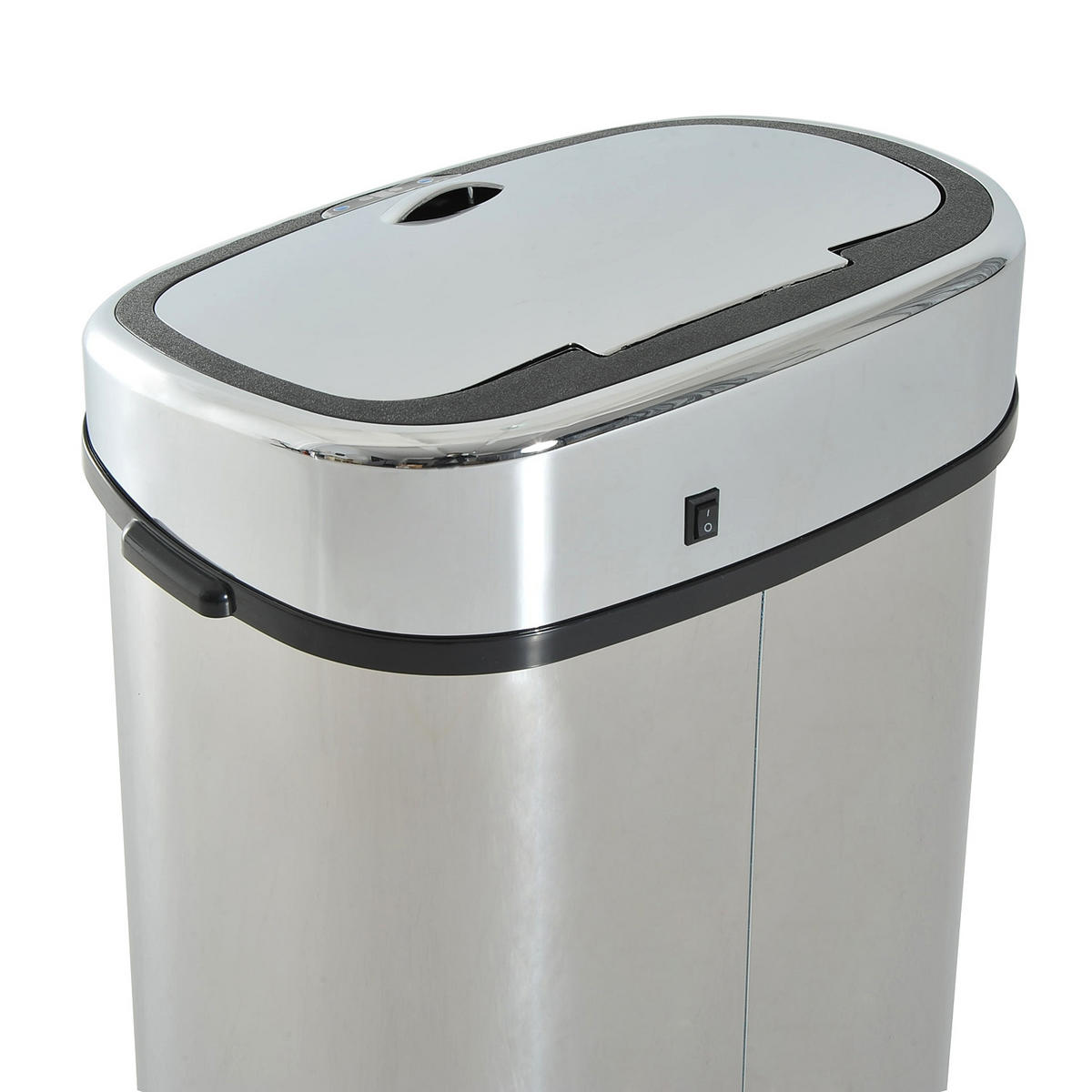 MÜLLEIMER 68L 40,5/29,5/78 cm Edelstahl Silber Automatik Küche - Silberfarben, Metall (29.5/78/40.5cm) - Rolipo