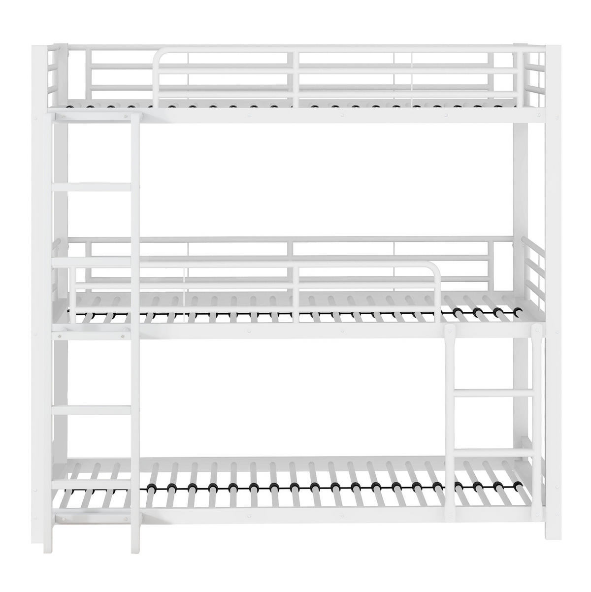 ETAGENBETT 90/200 cm Dreifachstockbett mit Sicherheitsgeländern und Leiter, Weiß - Weiß, Metall (90/200cm) - Redom