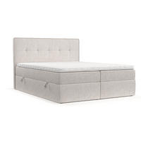 BOXBETT Mireo 200/200 cm Hellbeige im Neve Stoff - Sandfarben/Schwarz, Holz/Holzwerkstoff (200/200cm) - AltaBeds