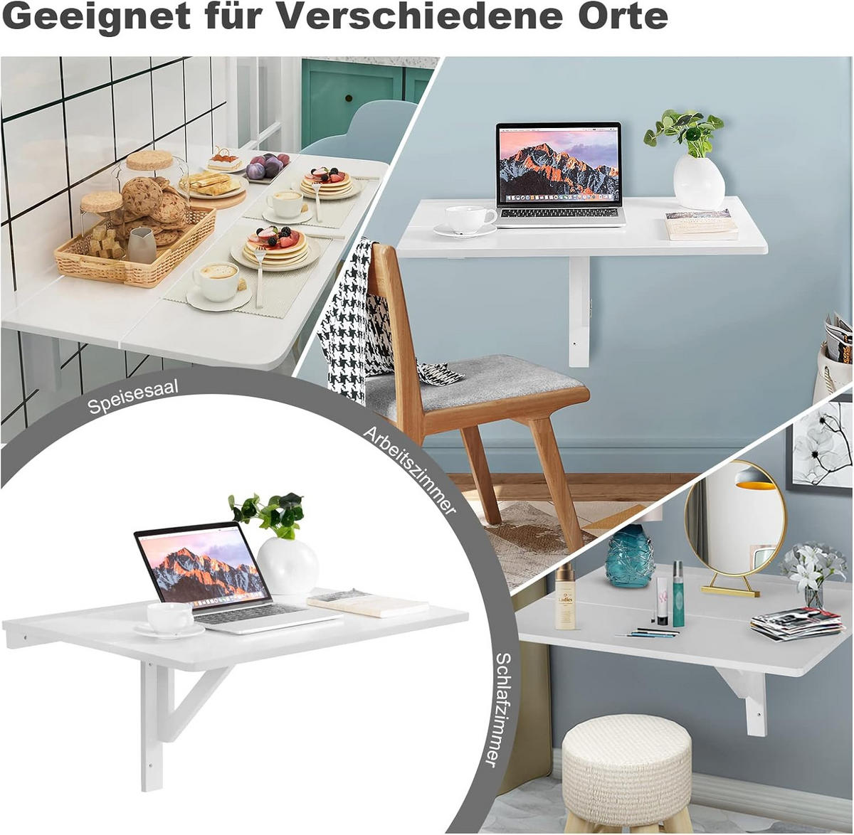 DATORBORD Vitt - Vit, Träbaserade material (60/80/45cm) - COSTWAY