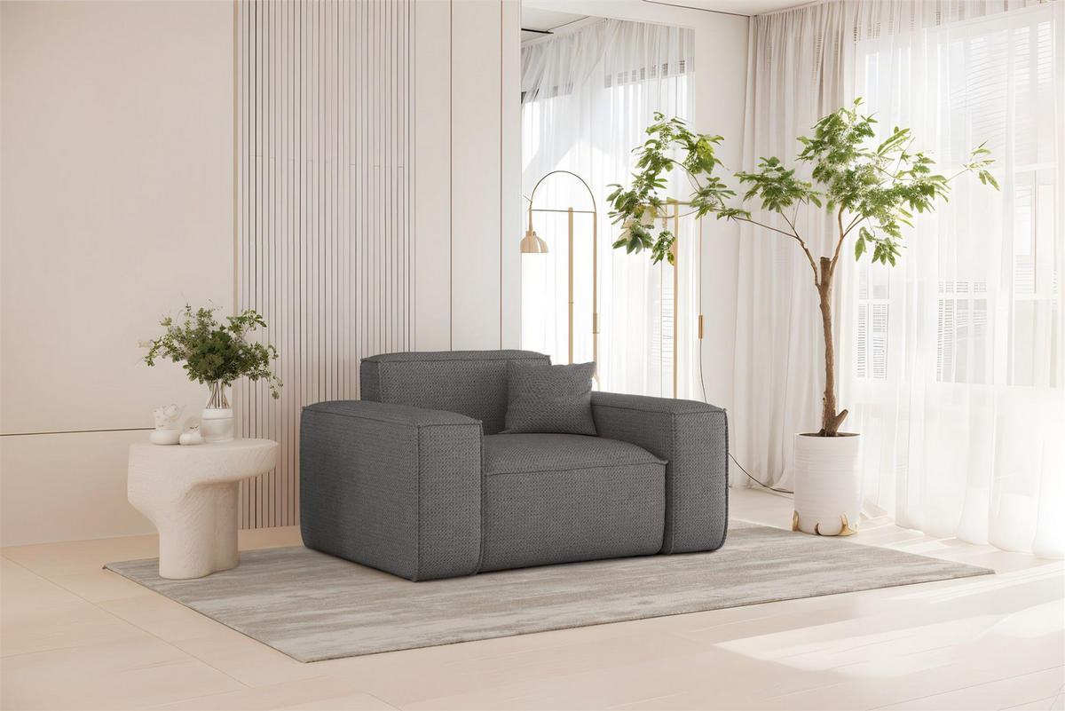SOFASET Celes Premium 3-2-1 In Artico - Grau, Holzwerkstoff/Textil (218/73/90cm) - Fun Möbel