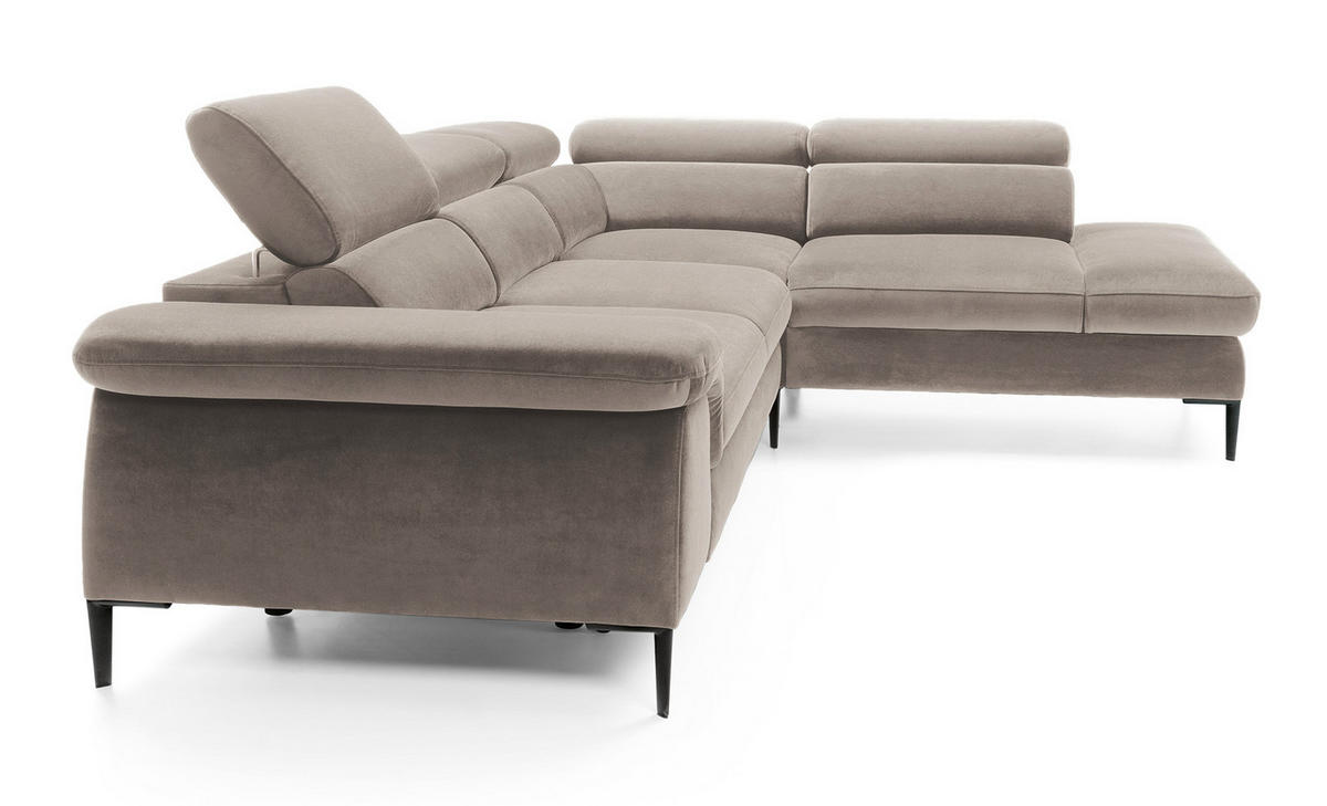 SCHLAFSOFA 280 cm Amaro L mit verstellbaren Kopfstützen, Rechts, Dunkelbeige - Cappuccino, Holz (214/280cm) - Emporius