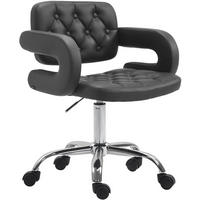 DREHSTUHL Lederlook schwarz - Chromfarben/Schwarz, Textil/Metall (62/78/55cm) - CLP