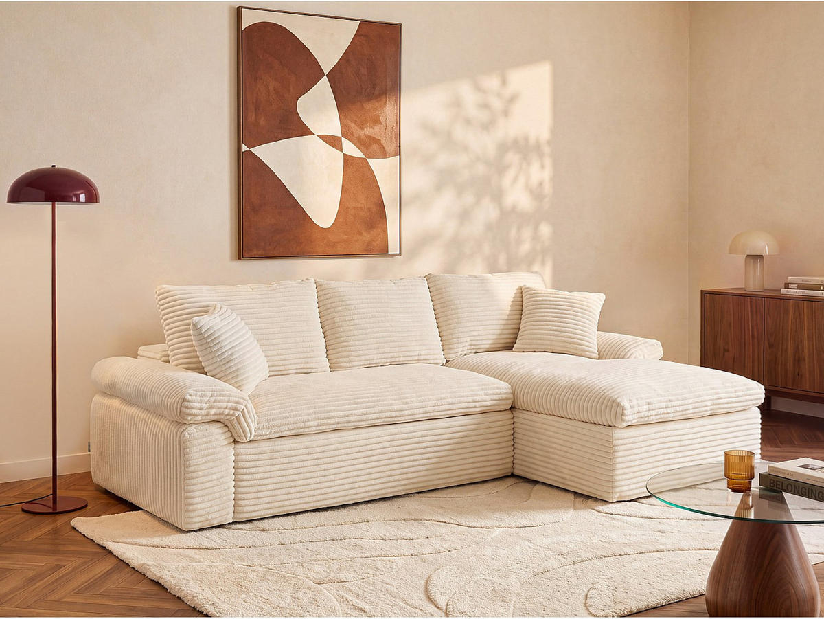 SOFA - 3 Personen - samt - gebrochenes weiß Dorepa - Weiß, Textil (246/101cm) - Vente-Unique