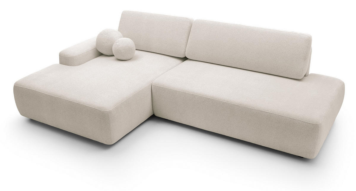 ECKSOFA 275 cm mit Schlaffunktion Orea O, Links, Beige - Beige, Holz (276/164cm) - Emporius