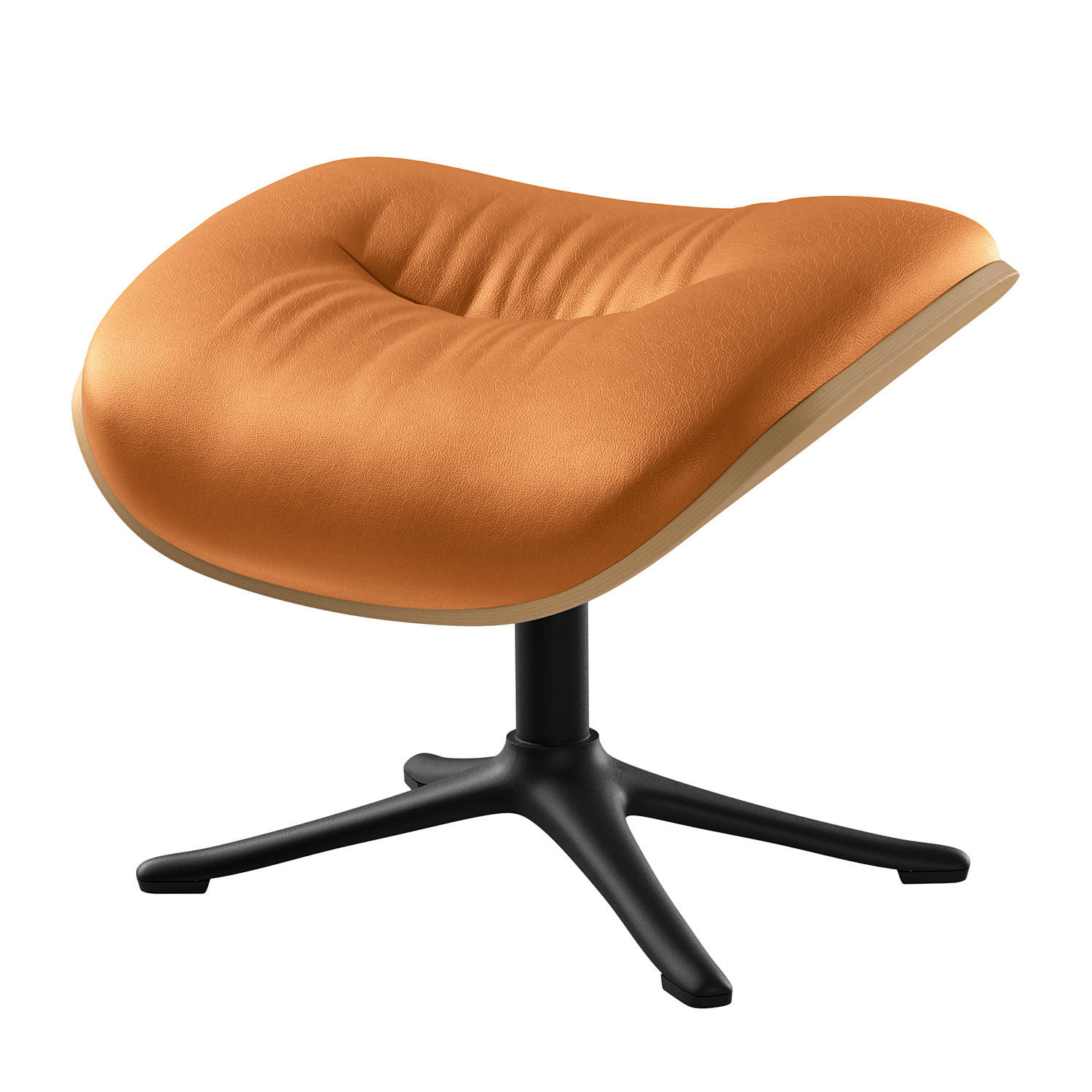 POLSTERHOCKER - Cognac/Schwarz, Leder/Metall (44/39/42cm) - home24