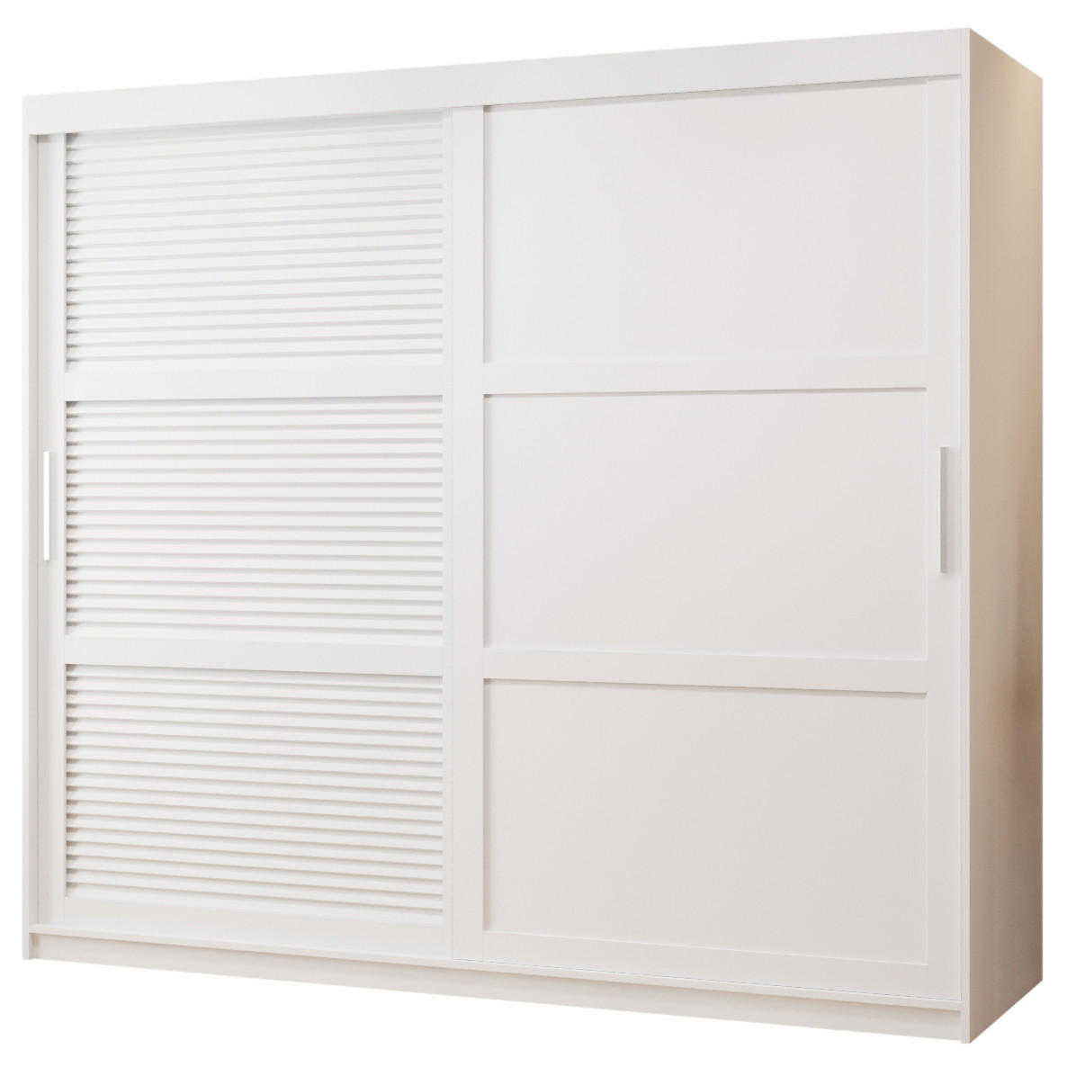SCHWEBETÜRENSCHRANK 200/200/62 2-türig - Silberfarben/Weiß, Holz/Kunststoff (200/200/62cm) - MÖBEL KRYSPOL