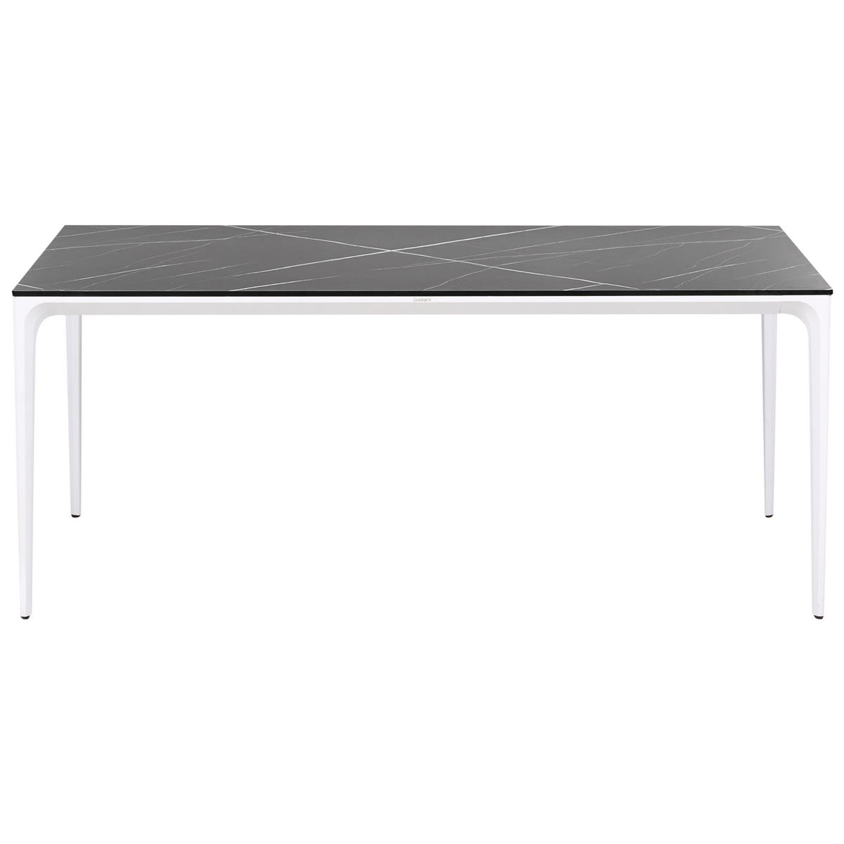 GARTENTISCH 180/90 cm Marmor Optik Schwarzer Marmor Sovareto - Schwarz, Kunststoff (180/90/75cm) - Beliani
