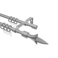 TELESKOP-GARDINENSTANGEN-SET Hera Lily 130-240 cm, 2-läufig, 16/13 mm Ø Silbergrau - Silberfarben/Alufarben, Kunststoff/Metall (240cm) - INTERDECO