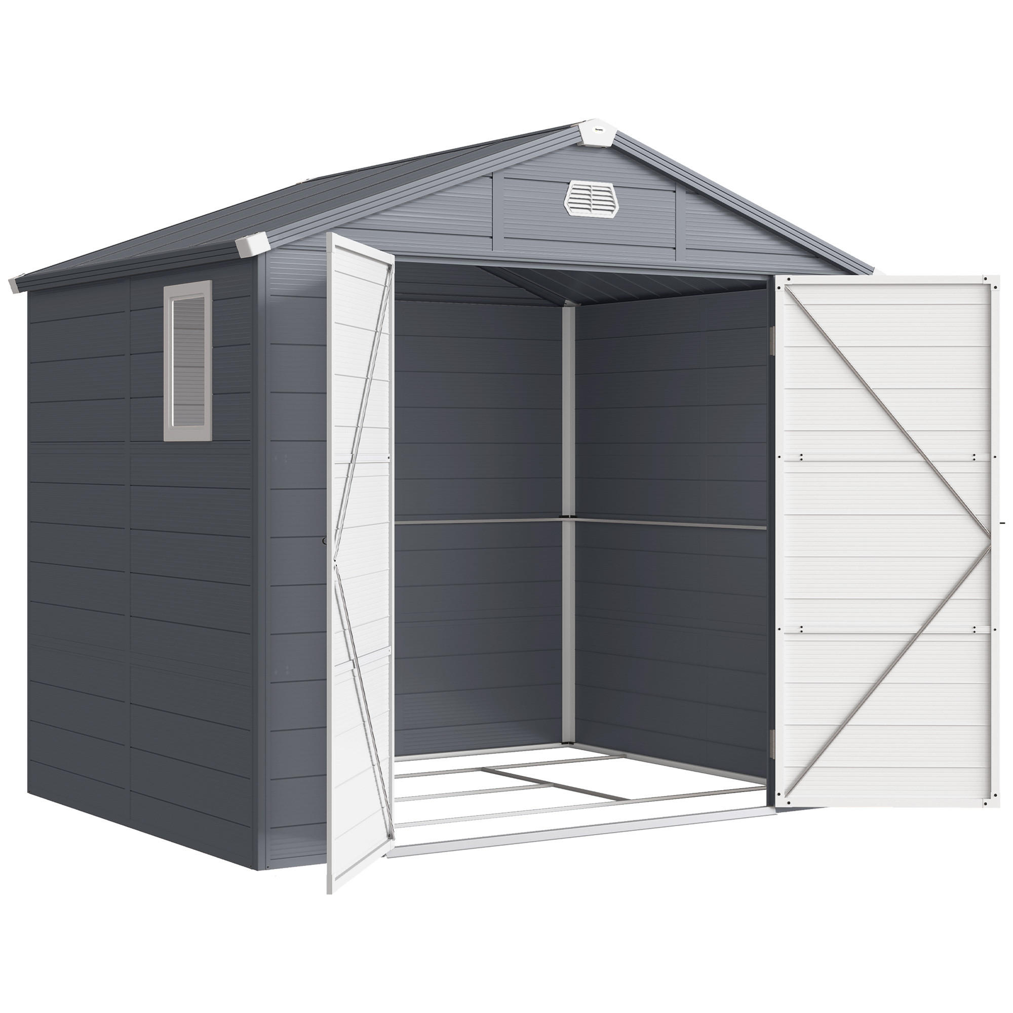GERÄTEHAUS 4,1m³, Gartenhaus mit Pultdach, 240 x 190 x 180/228 cm, für Hinterhof - Grau, Kunststoff (190/228/240cm) - Outsunny