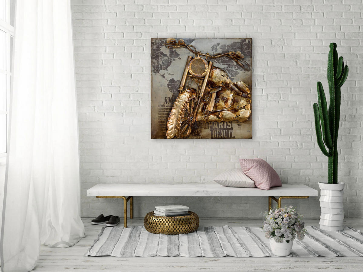 METALLBILD Gold 80/80 cm - Goldfarben/Braun, Metall (5.2/80cm) - KUNSTLOFT