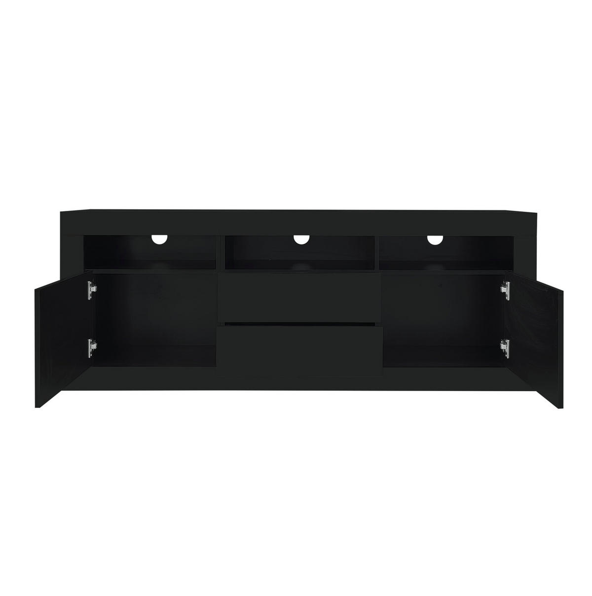 TV-LOWBOARD aus Spanplatte 160x35x60 cm Schwarz mit LED-Beleuchtung, App-Steuerung und Stauraum - Schwarz, Holzwerkstoff (160/60/35cm) - IVMEU