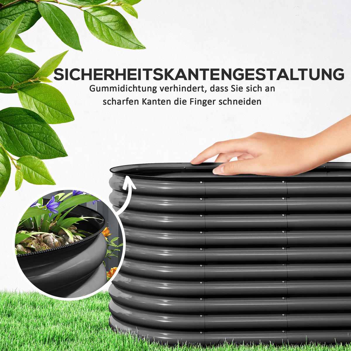 HOCHBEET, stapelbar Blumenkasten - Dunkelgrau, Metall (80/80/160cm) - Outsunny