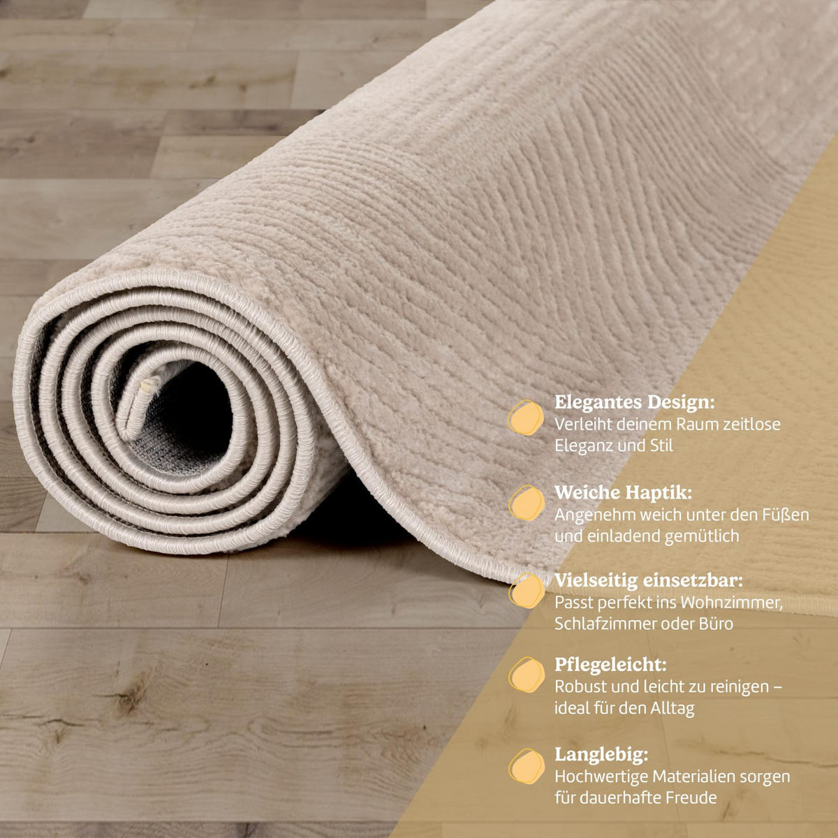 TEPPICH Kurzflor Unifarben Wohnzimmer schmutzabweisend Beige Rechteckig 120x160 - Beige, Textil (120/160cm) - KADIMA DESIGN