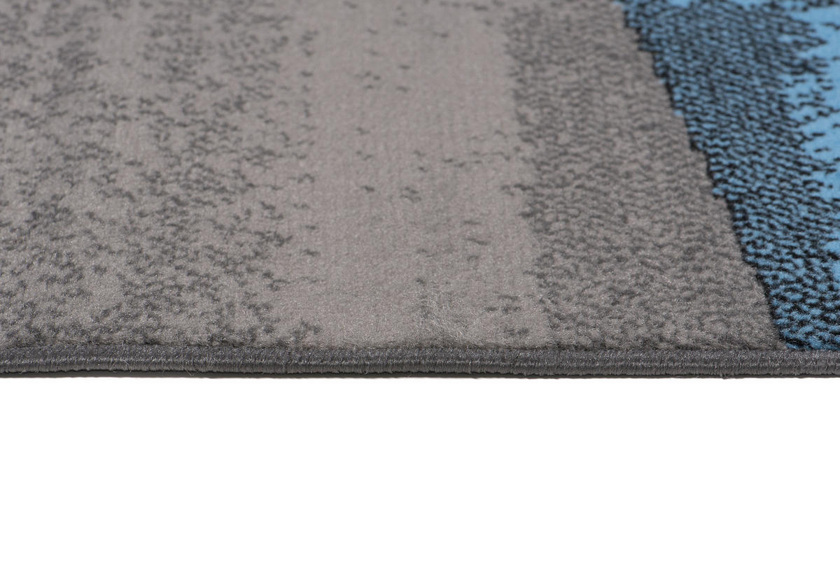 TEPPICH MAYA Blau Meliert Figuren 200/200 cm - Blau, Textil (200/200cm) - Tapiso