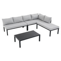 MODULARES Garten L-Sofa Set 260×194×84 cm für 6 Personen, grau - Grau, Textil