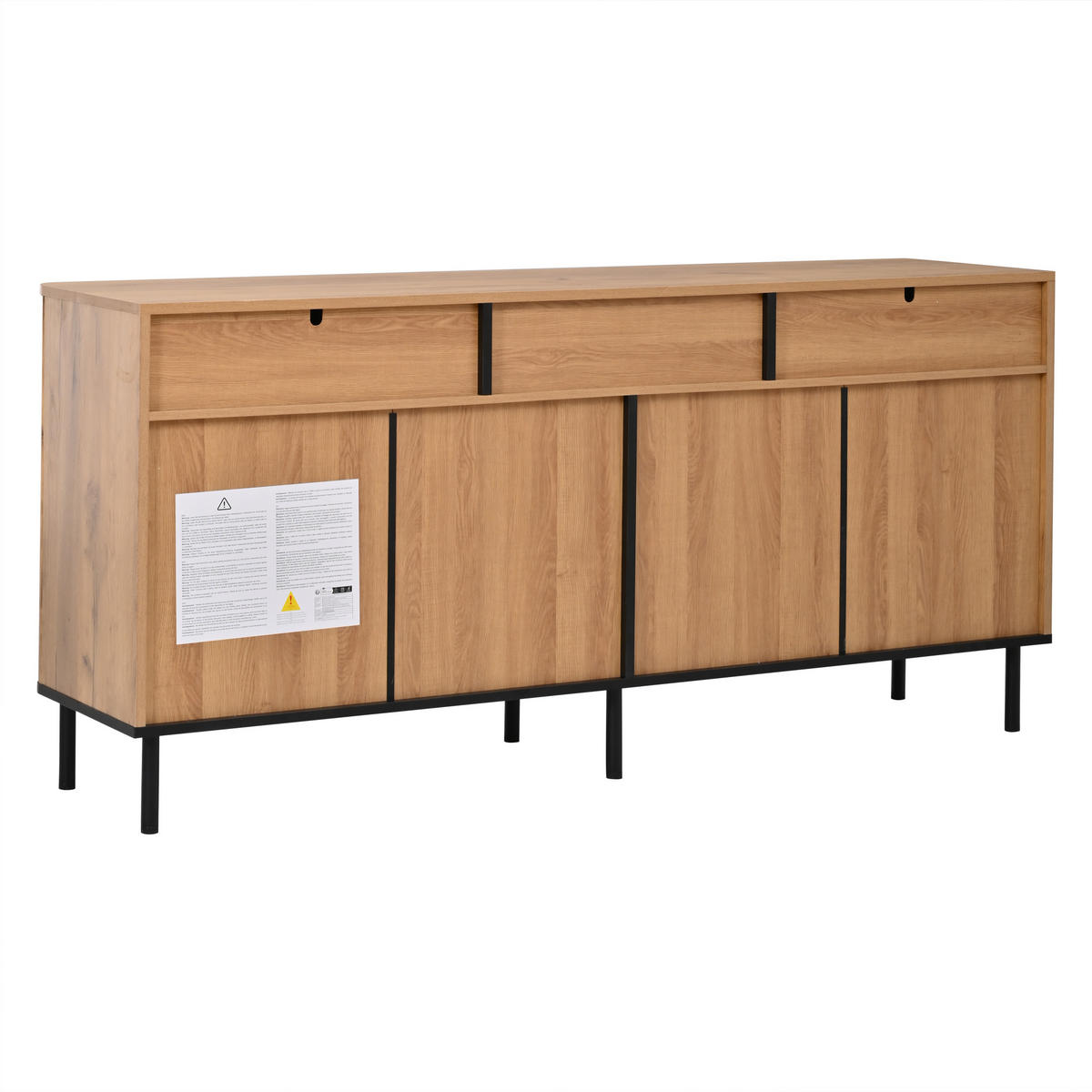 SIDEBOARD DE-37859 mit 3 Schubladen und 3 Lamellentüren Holzfarbe - Naturfarben, Holzwerkstoff (160/73/40cm) - ComfortXL