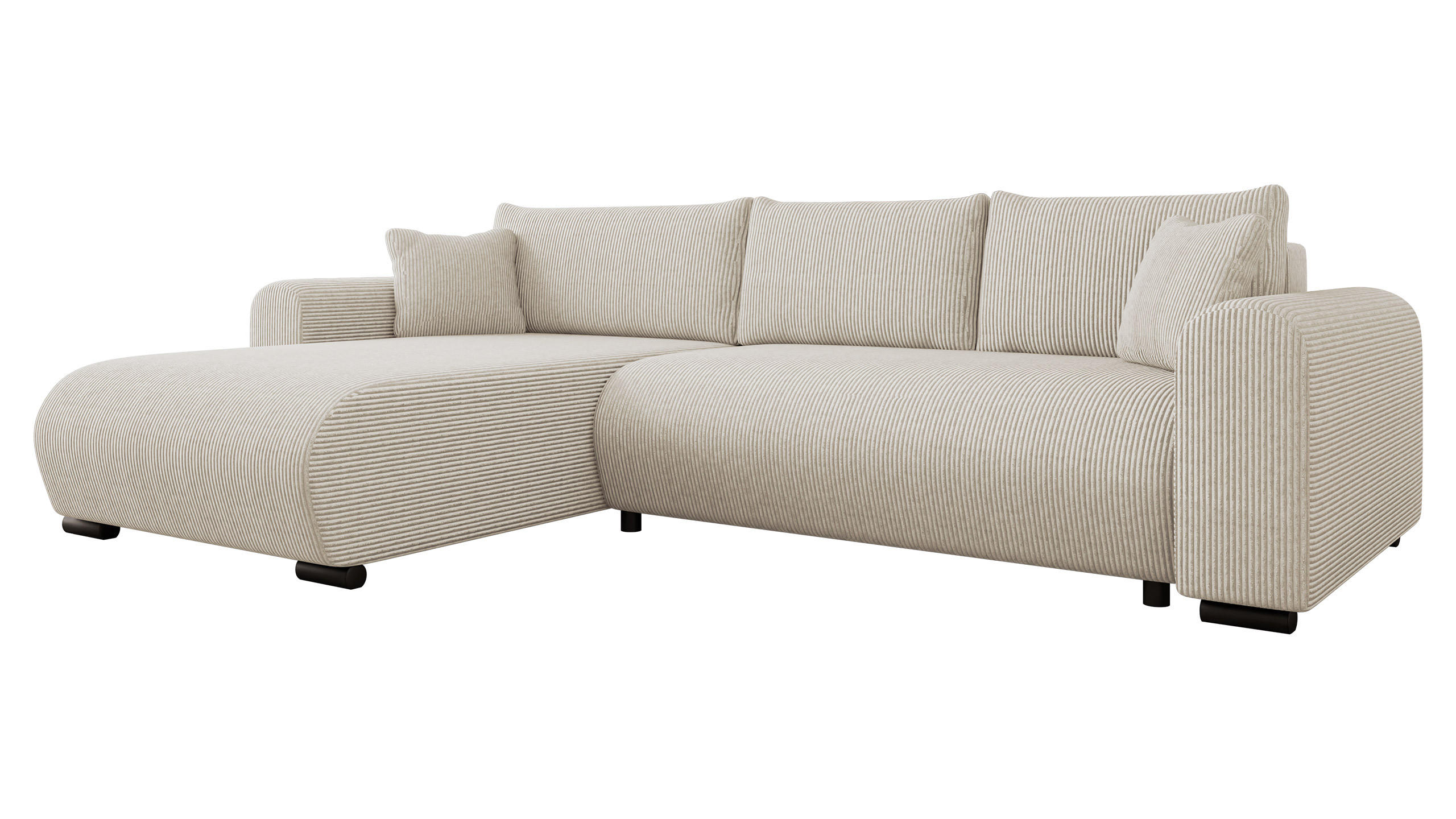 ECKSOFA Merkos Cord - Schwarz/Naturfarben, Holz/Textil (285/188cm) - MIRJAN24