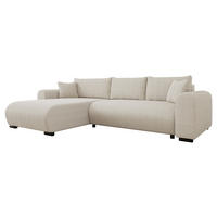 ECKSOFA Merkos Cord - Schwarz/Naturfarben, Holz/Textil (285/188cm) - MIRJAN24
