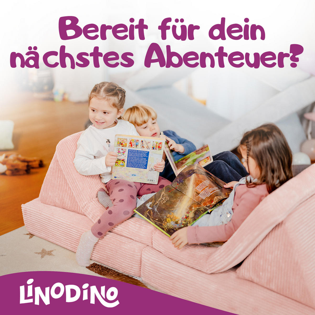 KINDERSOFA Spielparadies - Rosa, Textil (66/52/150cm) - Linodino