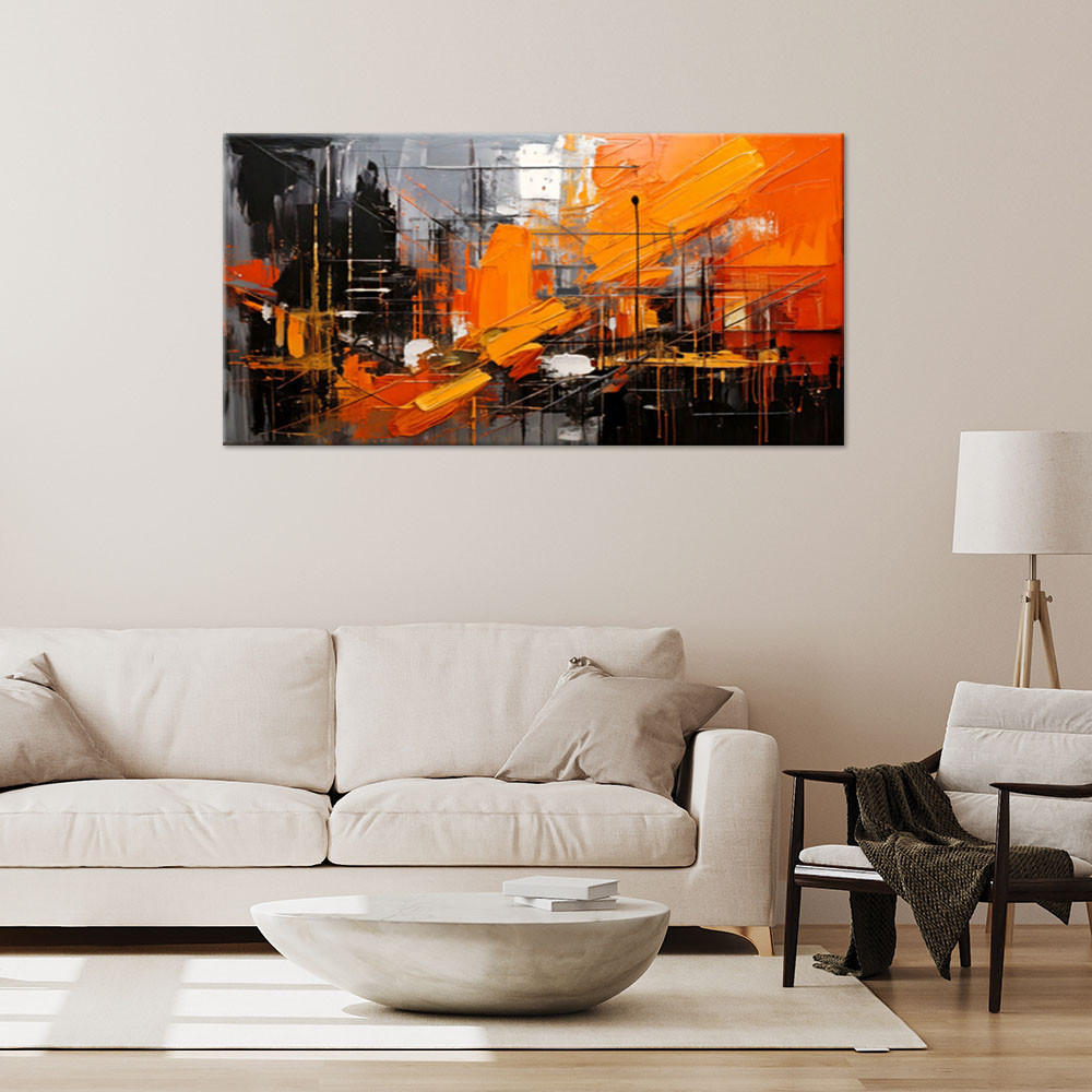 LEINWANDBILD Abstraktion Orange Industrial 120x60cm - Orange, Textil (120/60cm) - Feeby