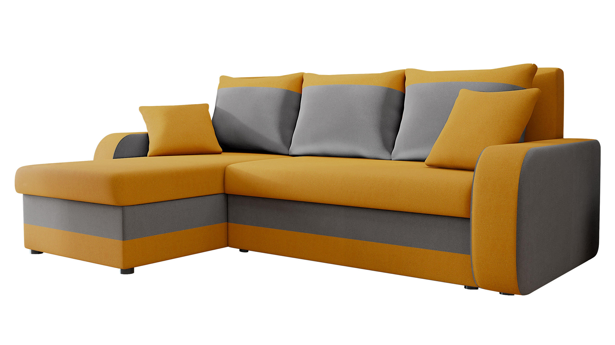 ECKSOFA Kris Lux - Gelb/Schwarz, Holz/Kunststoff (238/147cm) - MIRJAN24