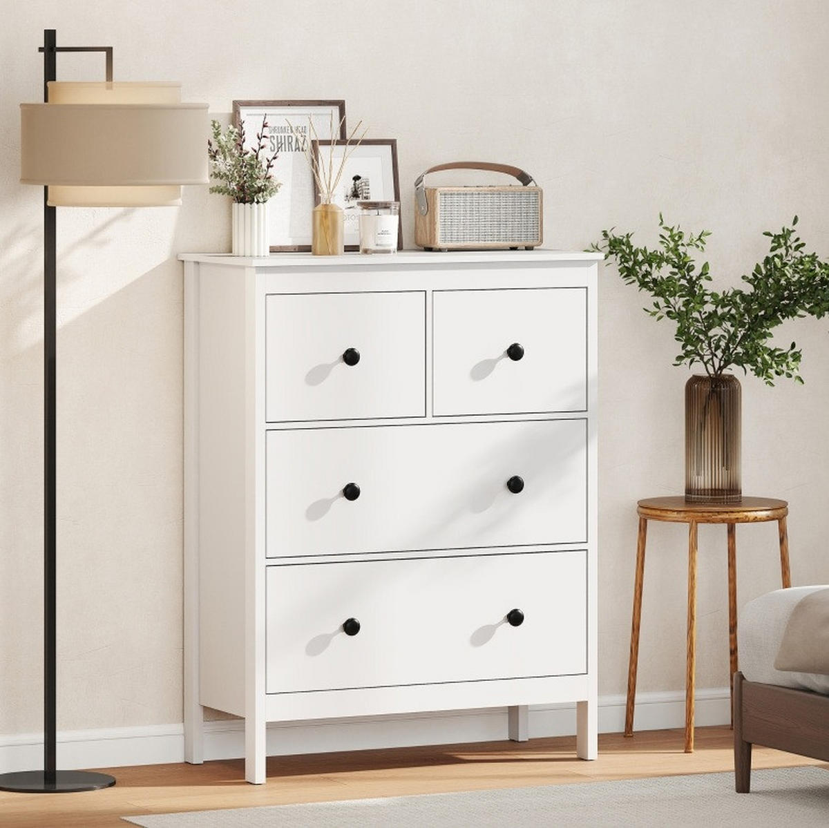 KOMMODE 74/97/35 cm Weiß aus Spanplatte mit 4 Schubladen - Weiß, Holzwerkstoff (35/97/74cm) - OKMYHOME
