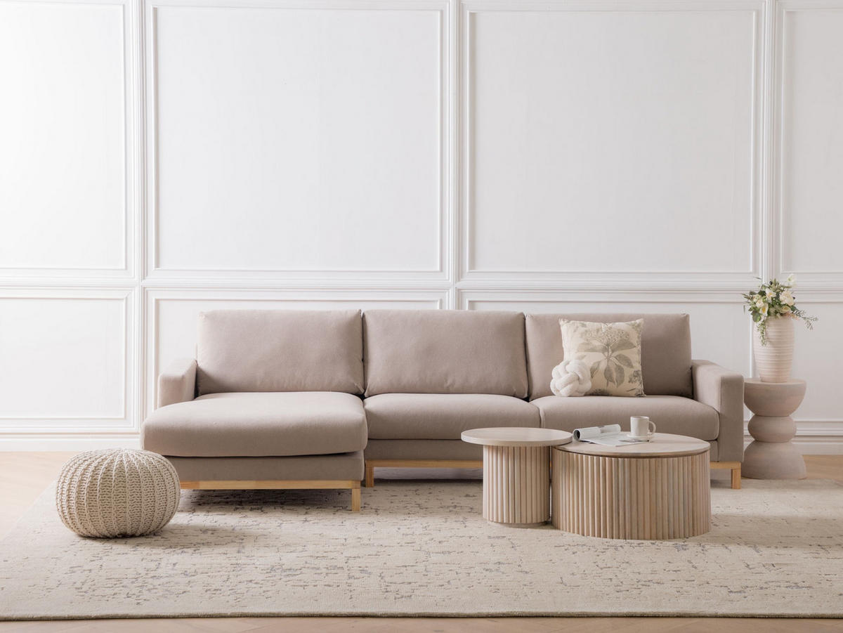 ECKSOFA 4-Sitzer Stoff Taupe rechtsseitig Siggard - Taupe/Beige, Textil (296/163cm) - Beliani