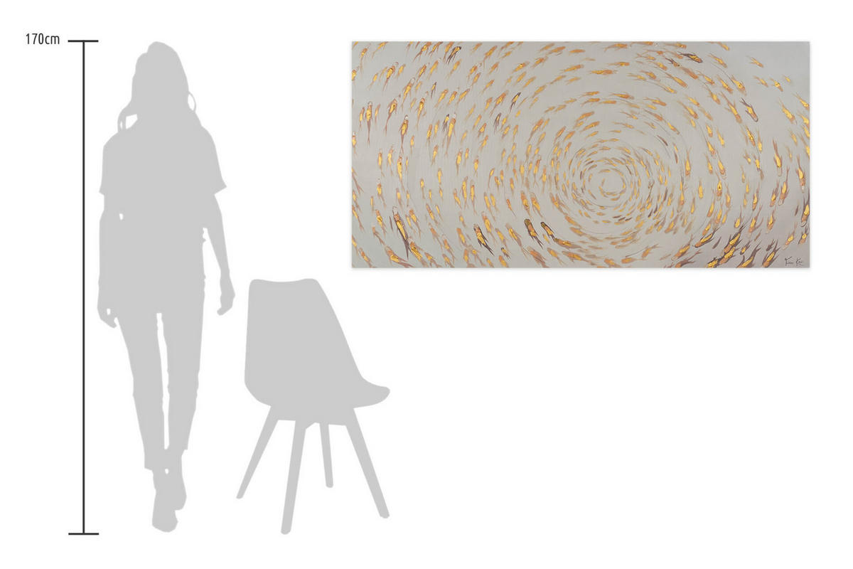 ÖLGEMÄLDE 140/70 cm - Beige/Goldfarben, Holz/Textil (2.2/70cm) - KUNSTLOFT
