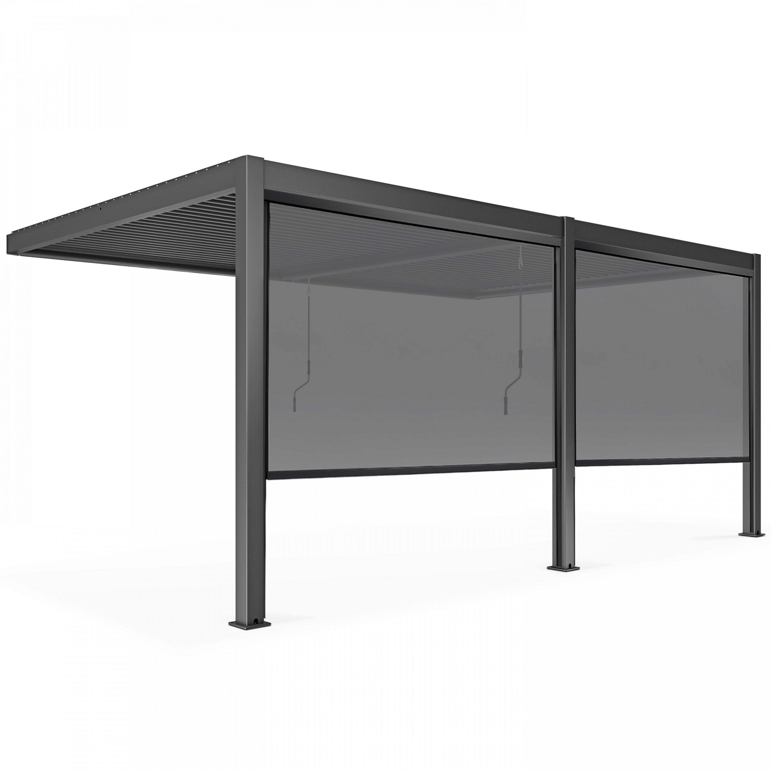 PERGOLA 3x6 m, mit 2 Markisen, Grau - Grau, Metall (281/257/574cm) - Oviala
