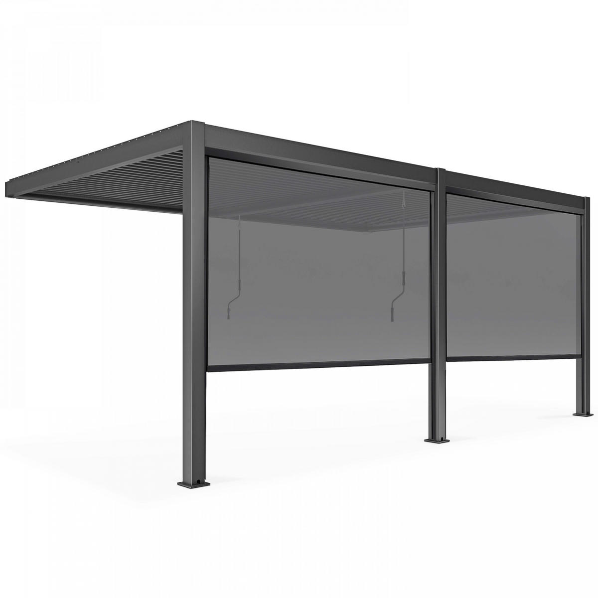 PERGOLA 3x6 m, mit 2 Markisen, Grau - Grau, Metall (281/257/574cm) - Oviala