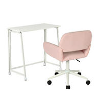 WEISSER Klapptisch & Rosa Cord-Stuhl Set - Pink, Metall (41/80/74cm) - Meubles Cosy