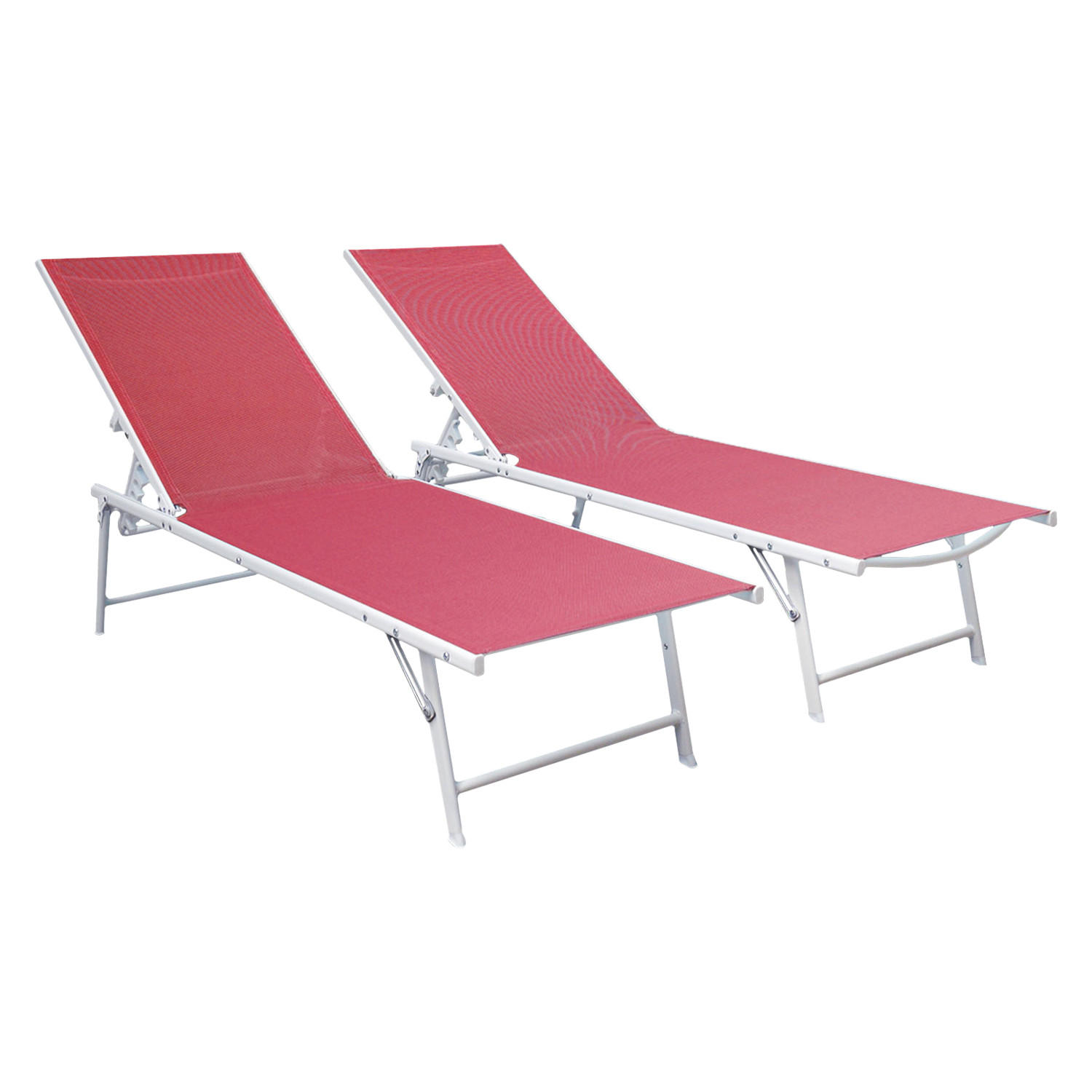 SONNENLIEGEN Sicilia Rosa und Weiß 2er-Set - Rosa, Kunststoff (54/87.5/182cm) - Happy Garden