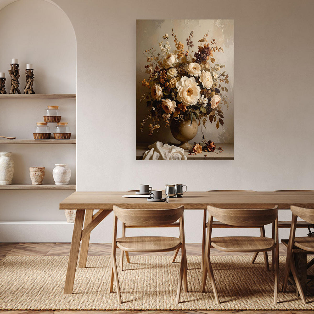 LEINWANDBILD Blumen 80x120cm - Beige, Textil (80/120cm) - Feeby